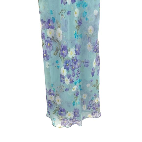 VTG Valentino Intimo Blue Floral Lingerie Gown Matching Robe 2 PC Set Petite NEW - Picture 11 of 16